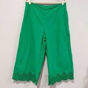 BROADWAY 38 Green Wide Leg Crop Pants Size XL